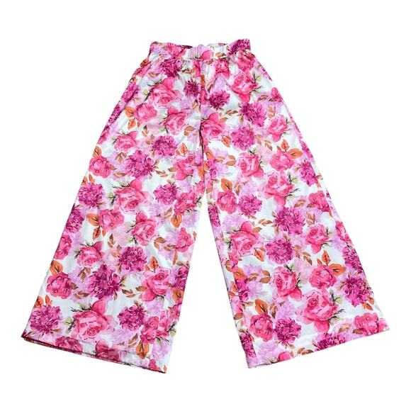 Alamour Satin Floral Wide Leg Pull On Pants XXS - Picture 2 of 5